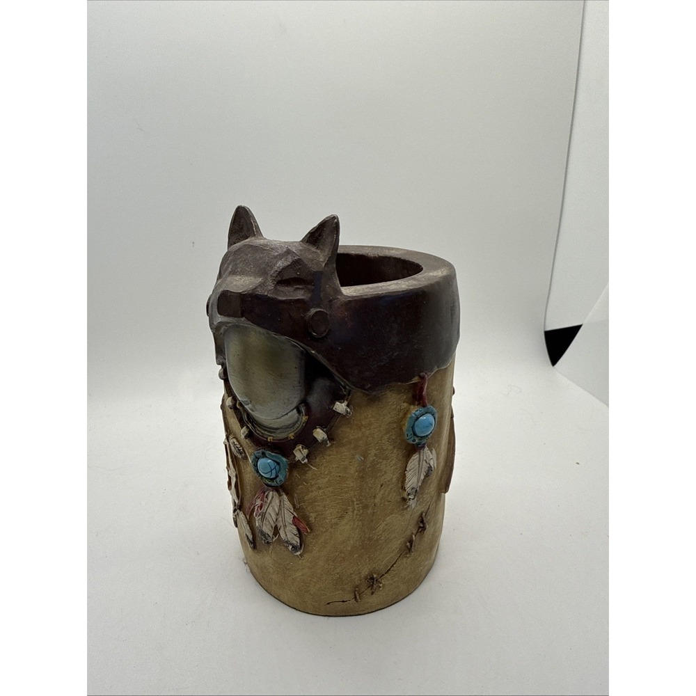 Southwest Style Native American Decoration Cup Wolf Head Be